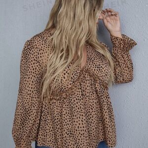 Leopard plunging neck blouse size 2XL